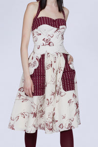 ROBE MIDI COTON FLEURS AVEC DÉCOLLETÉ CŒUR