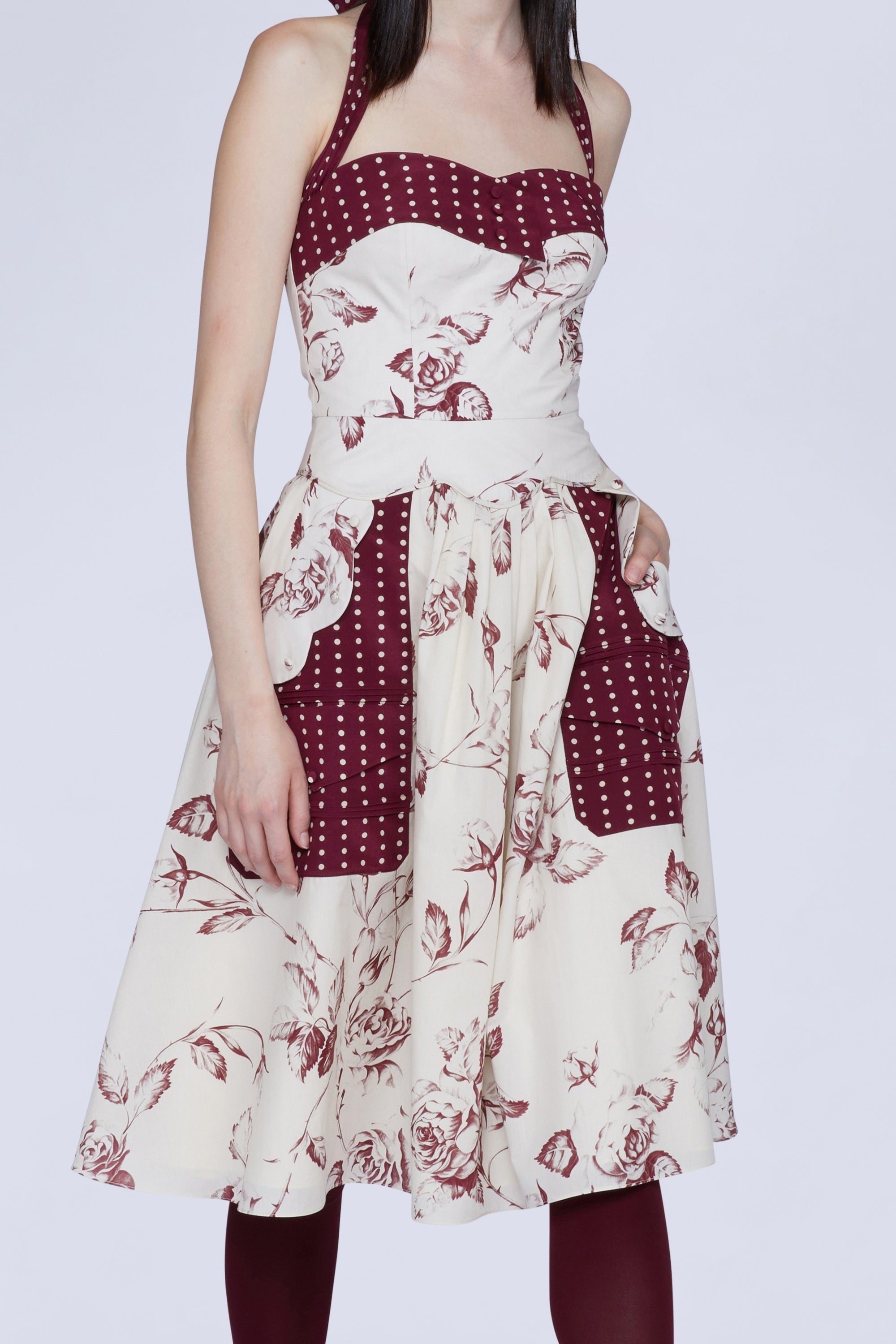 ROBE MIDI COTON FLEURS AVEC DÉCOLLETÉ CŒUR