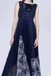Robe midi en organza avec jupe plissée - Blu Fantasia