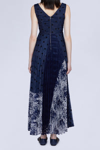 Robe midi en organza avec jupe plissée - Blu Fantasia