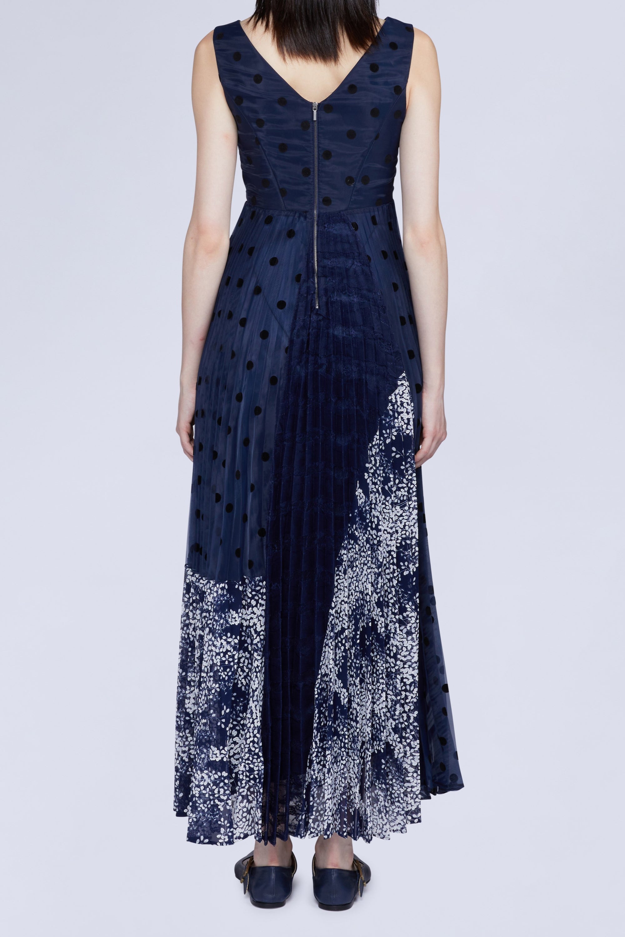 Robe midi en organza avec jupe plissée - Blu Fantasia