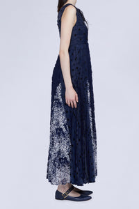 Robe midi en organza avec jupe plissée - Blu Fantasia