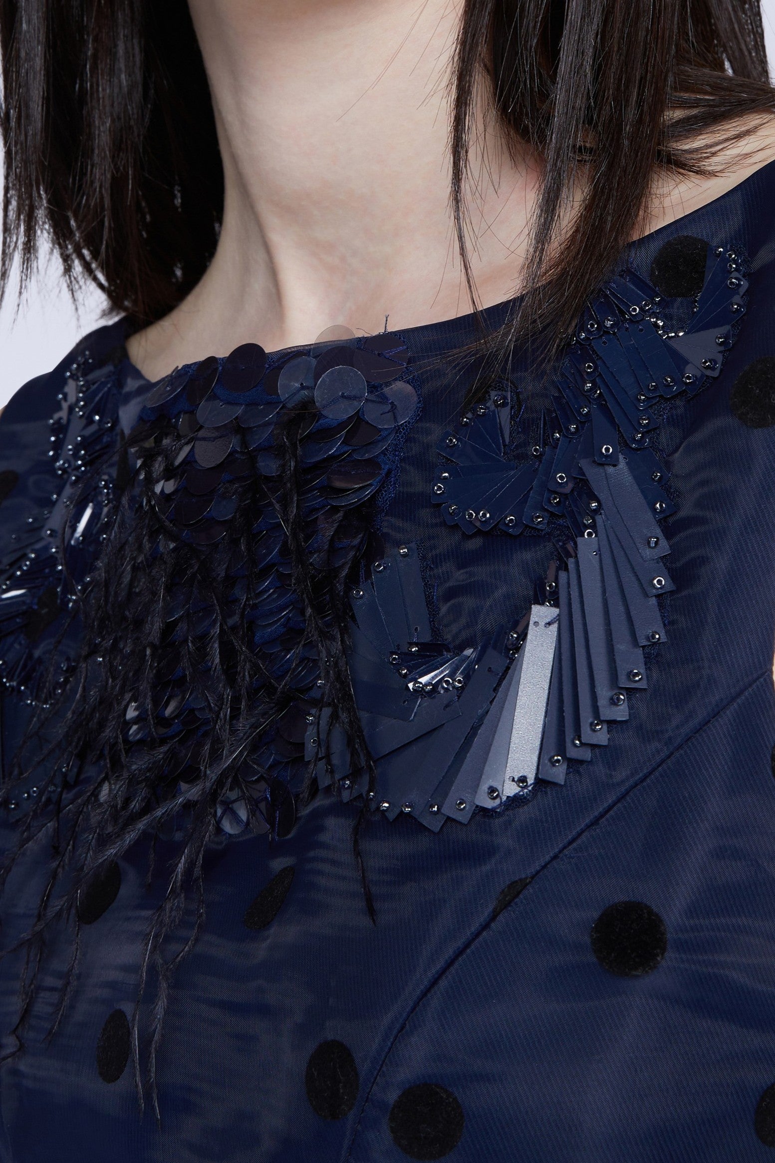 Robe midi en organza avec jupe plissée - Blu Fantasia