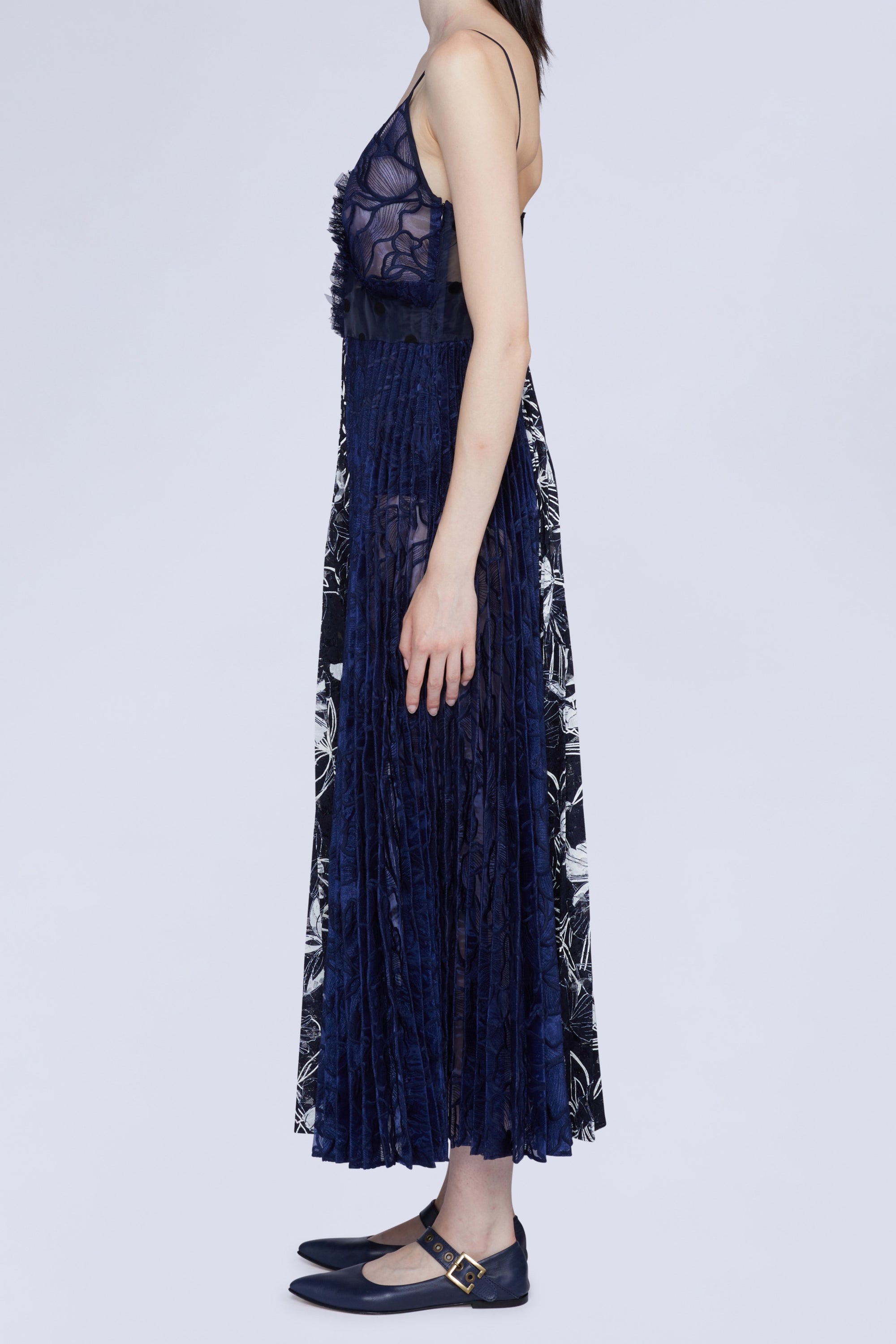 Robe midi à fines bretelles - Blu Fantasia