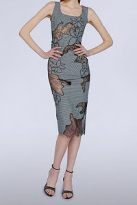Robe intarsiée en lin - Nero Fantasia Bianco