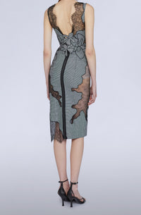 Robe intarsiée en lin - Nero Fantasia Bianco