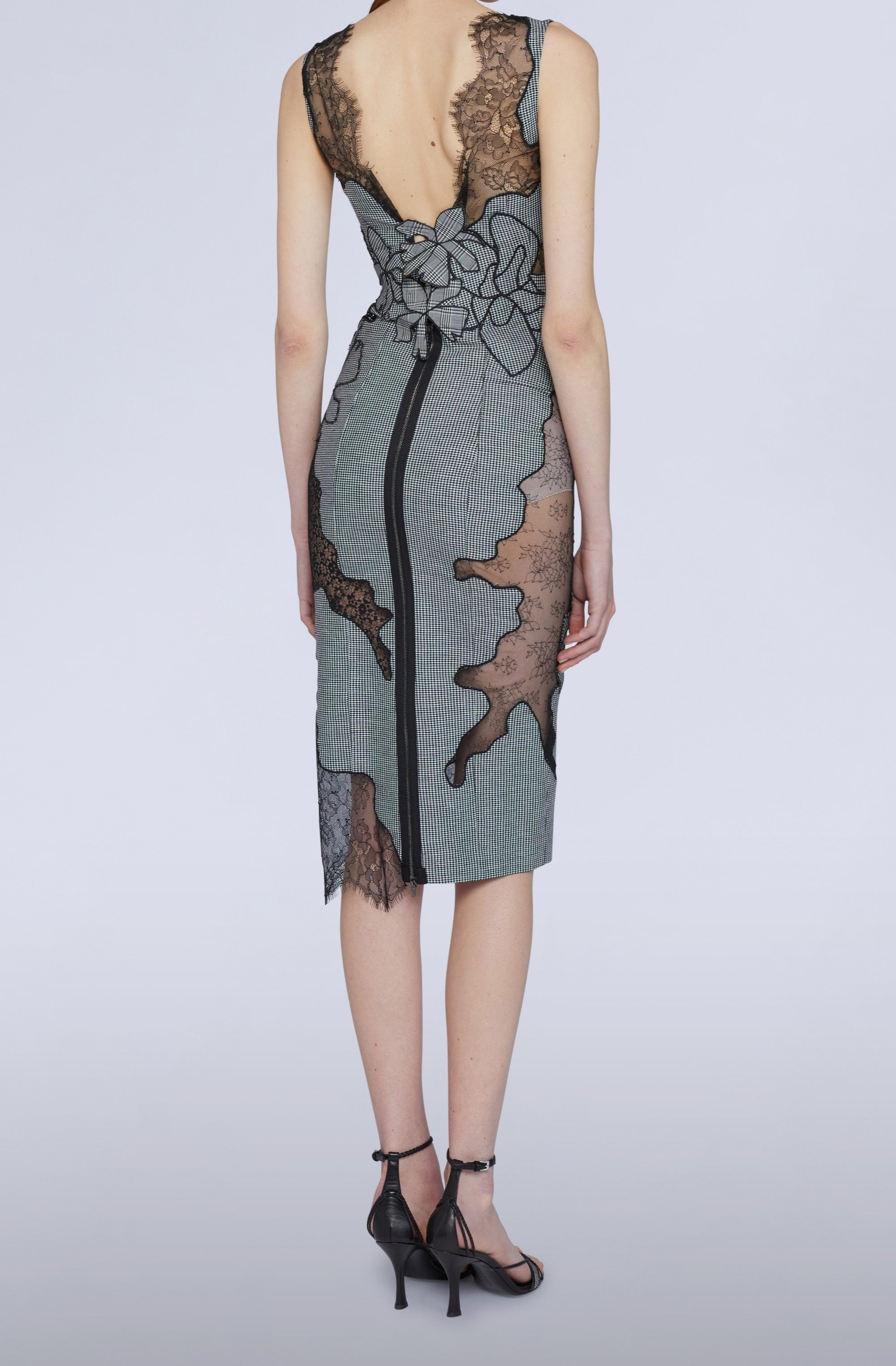 Robe intarsiée en lin - Nero Fantasia Bianco