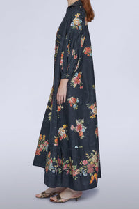 Robe florale ample - Nero Fantasia Rosso