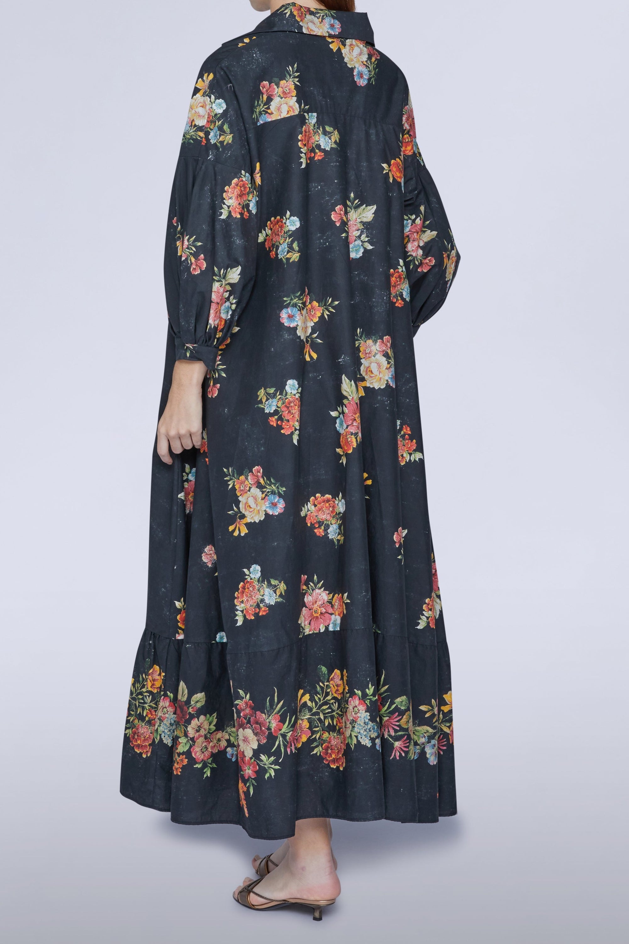 Robe florale ample - Nero Fantasia Rosso