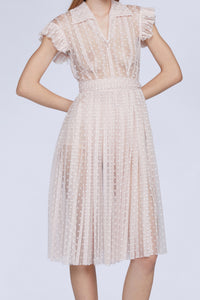 Robe midi avec ceinture à la taille à pois - Cipria & Bianco
