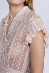 Robe midi avec ceinture à la taille à pois - Cipria & Bianco
