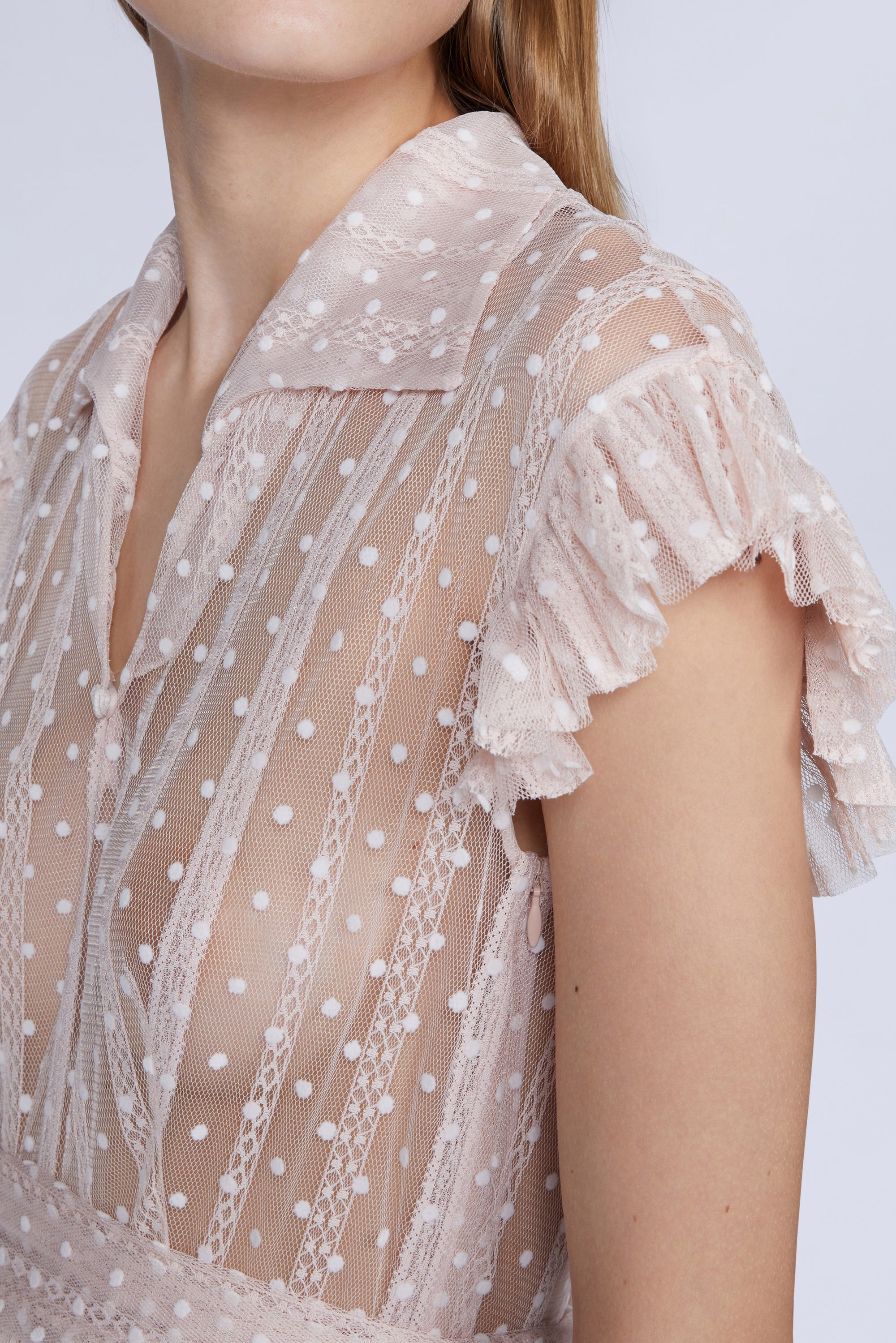 Robe midi avec ceinture à la taille à pois - Cipria & Bianco