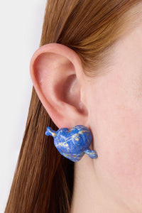 Cuore di Pietra small earrings - Shiny Blue