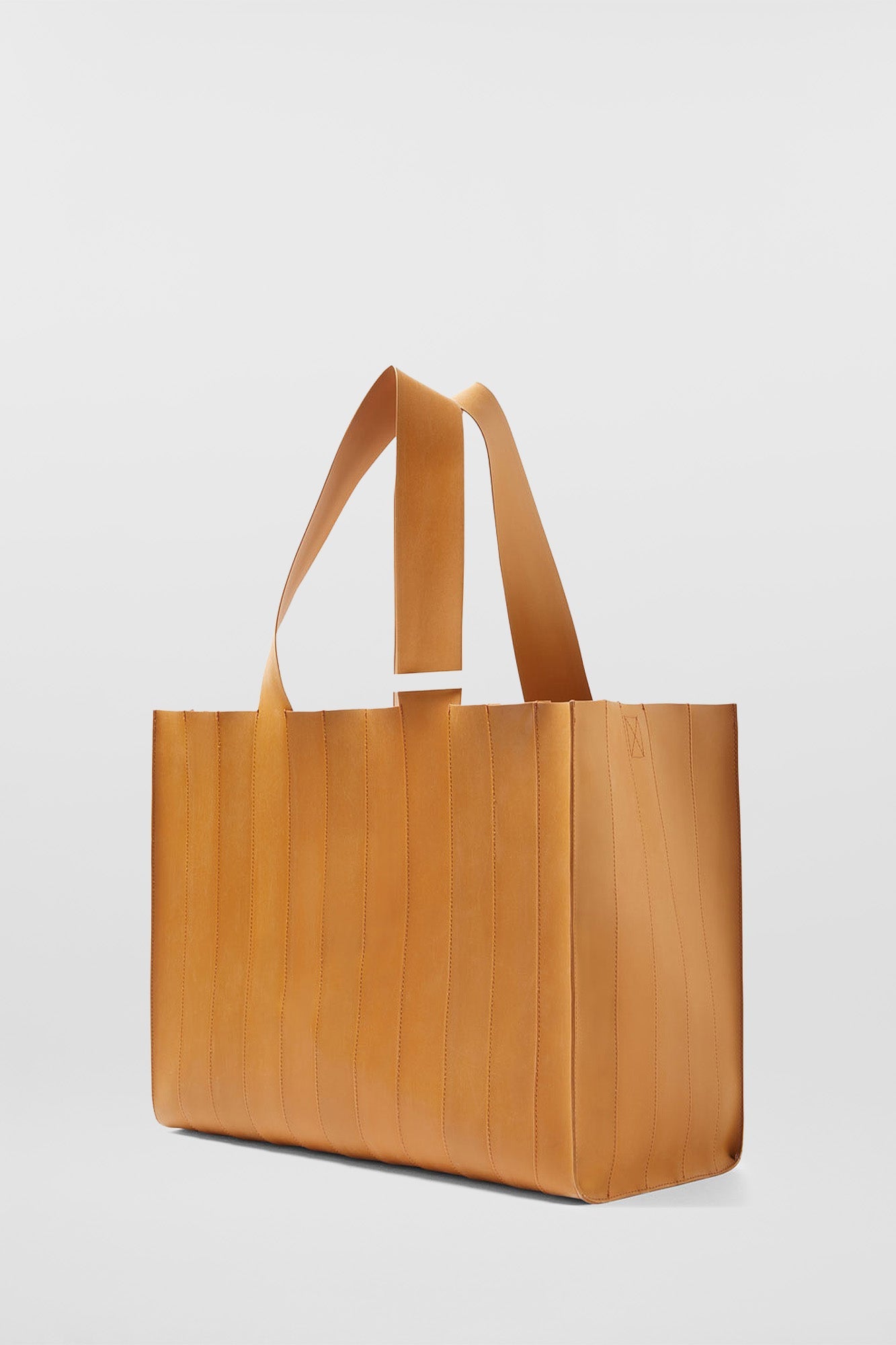 Striped tote bag - Caramel