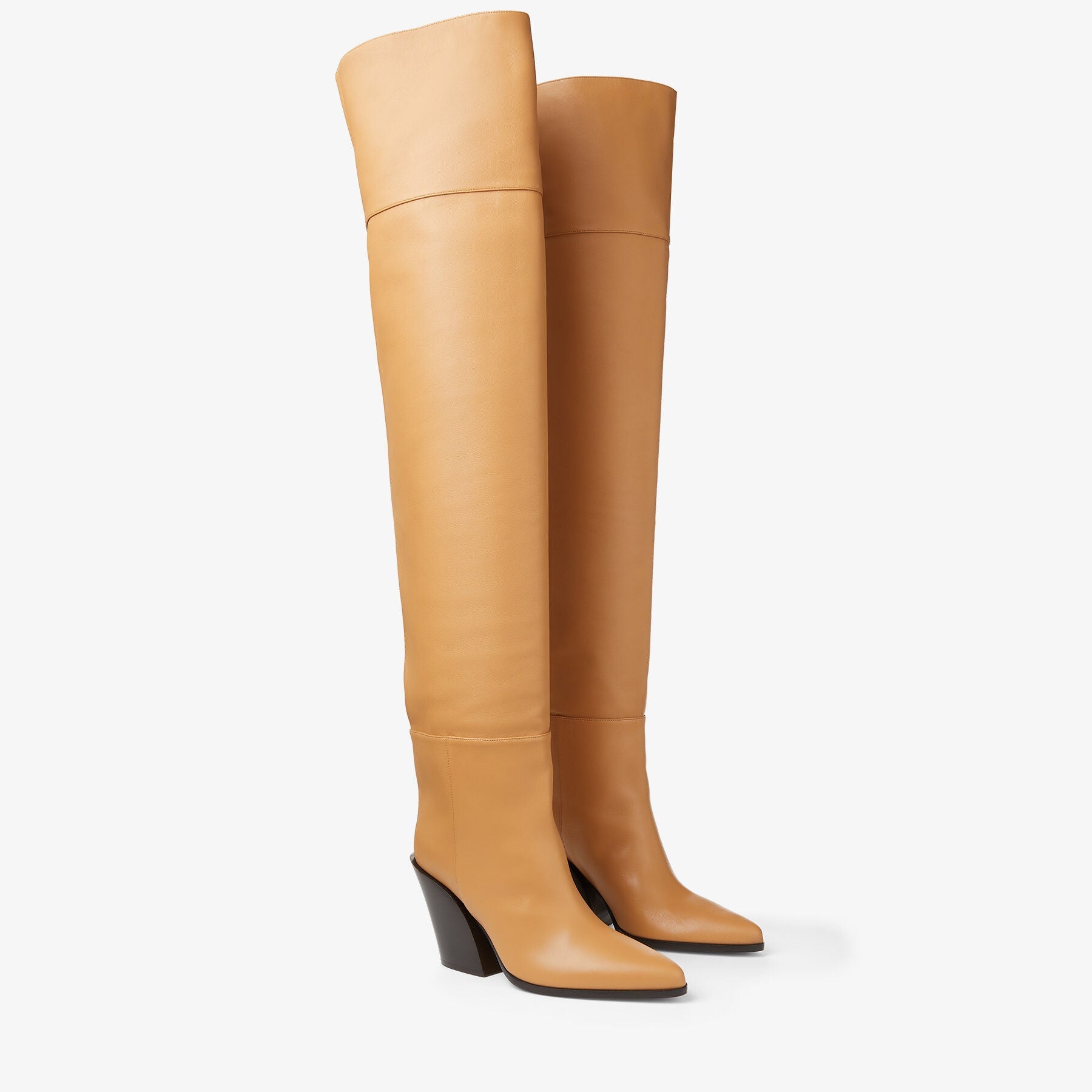 Cuissardes Maceo 85 en cuir - Caramel