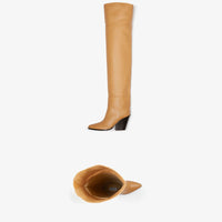 Cuissardes Maceo 85 en cuir - Caramel