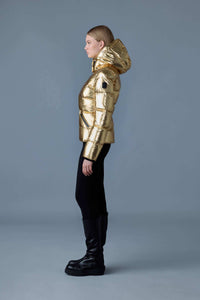 Gold Ladies Hooded Down Jacket