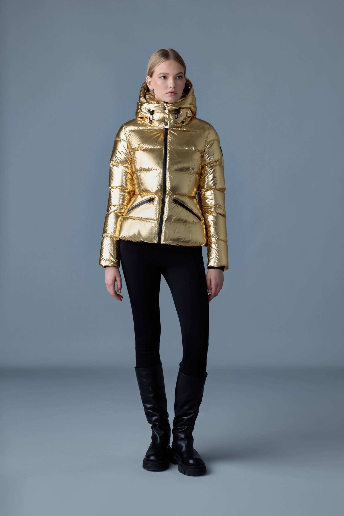 Gold Ladies Hooded Down Jacket