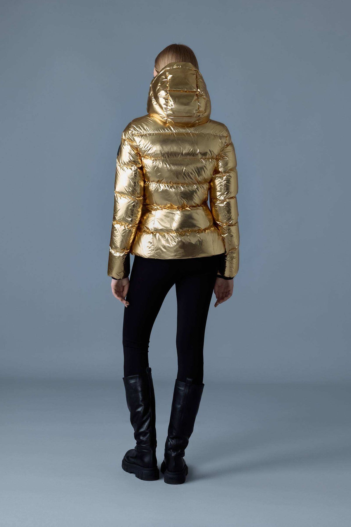 Gold Ladies Hooded Down Jacket