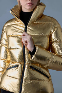 Gold Ladies Hooded Down Jacket