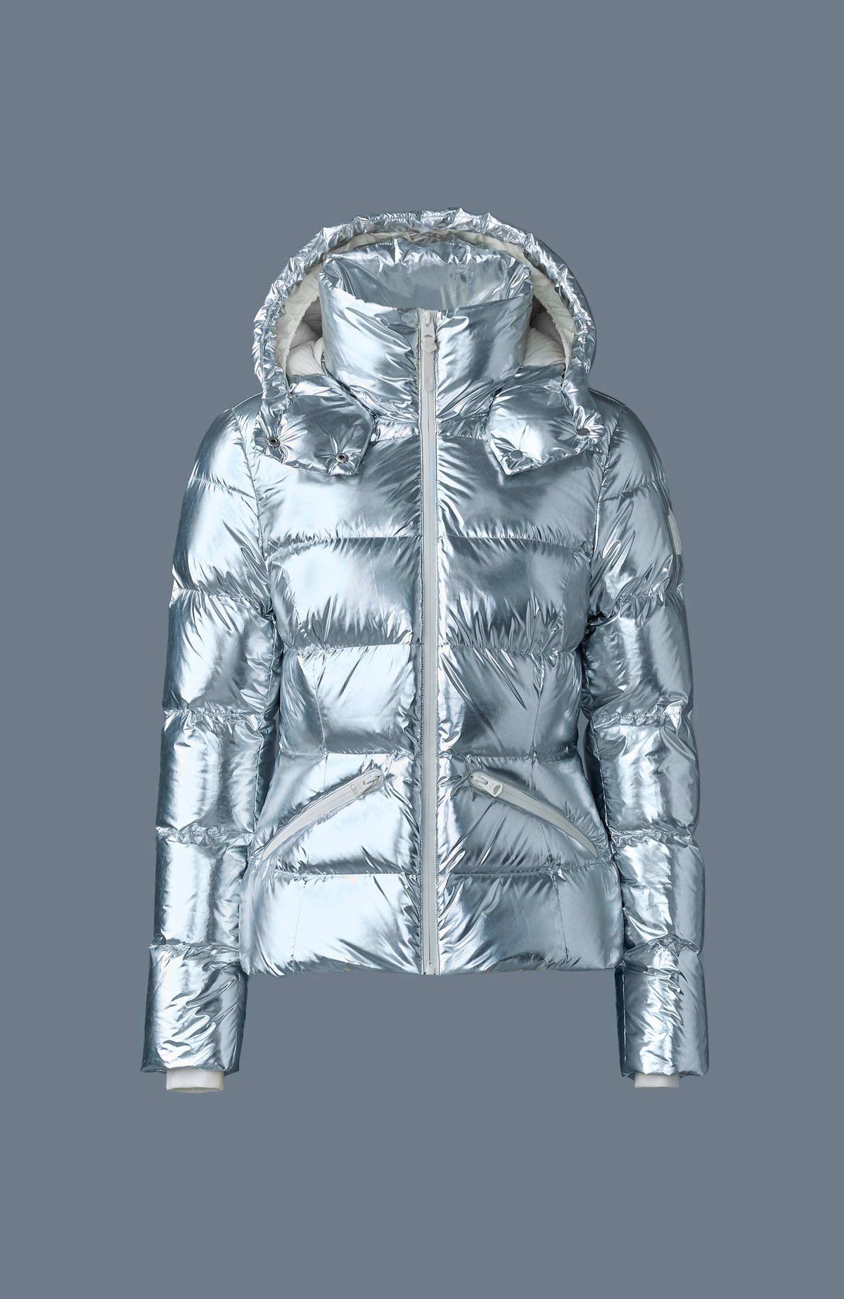 Silver Ladies Hooded Down Jacket