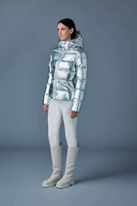 Silver Ladies Hooded Down Jacket