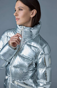 Silver Ladies Hooded Down Jacket