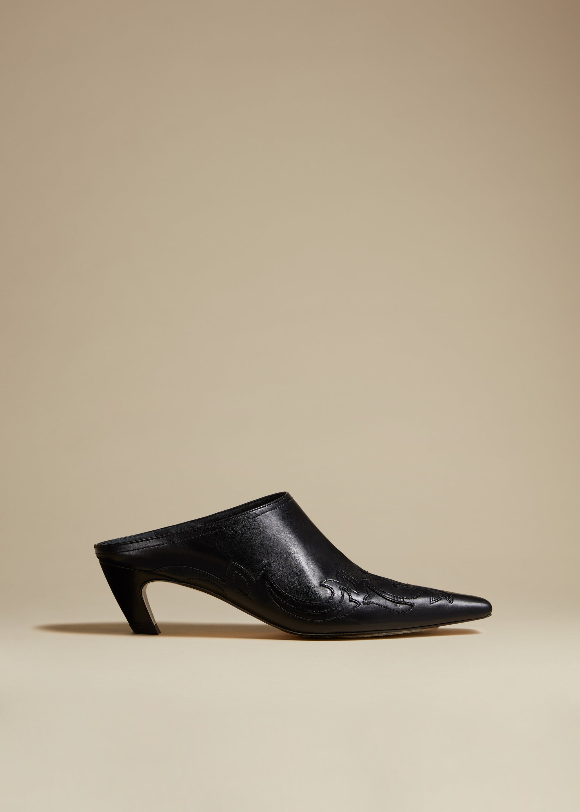 Madison mule in leather - Black