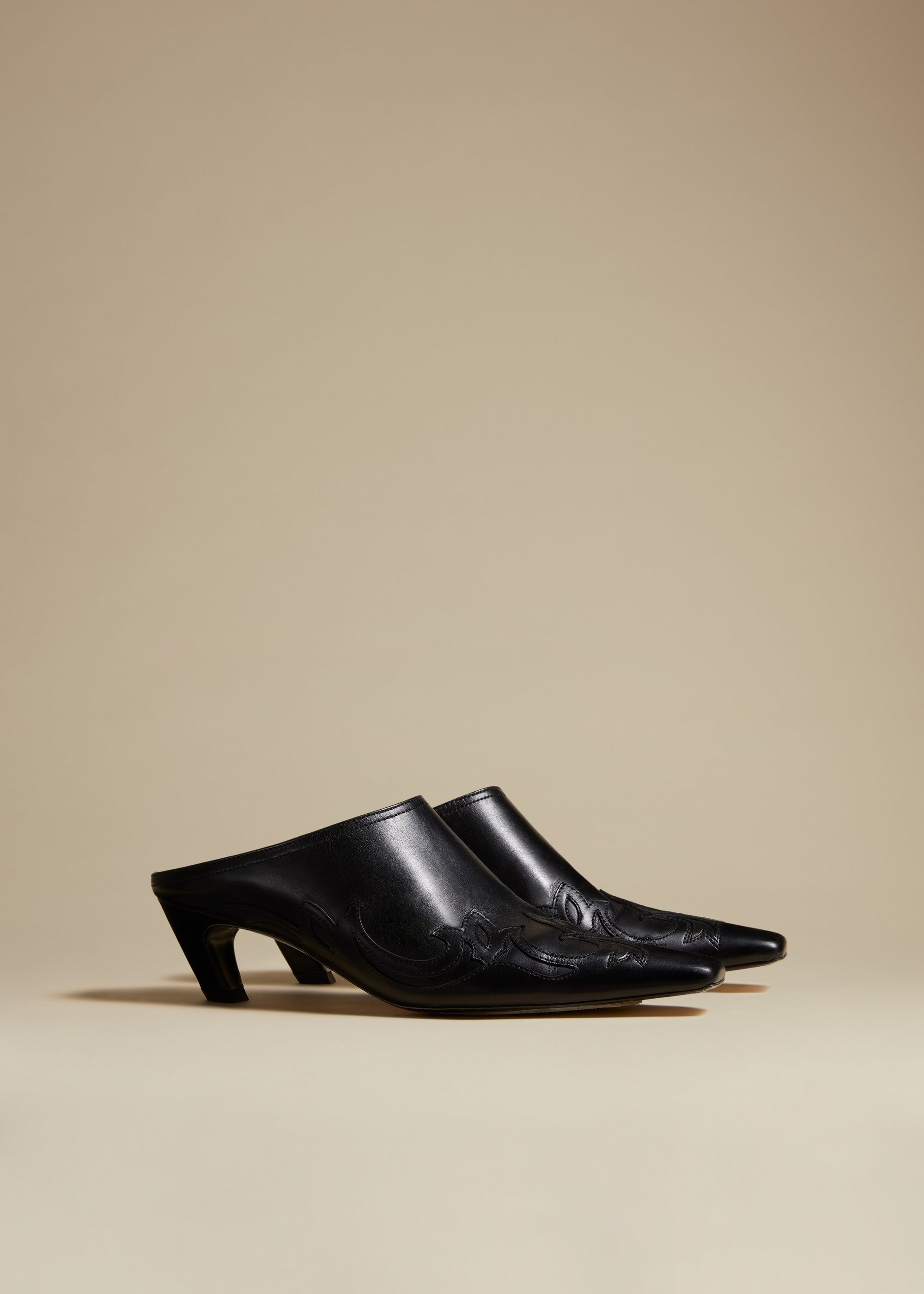 Madison mule in leather - Black