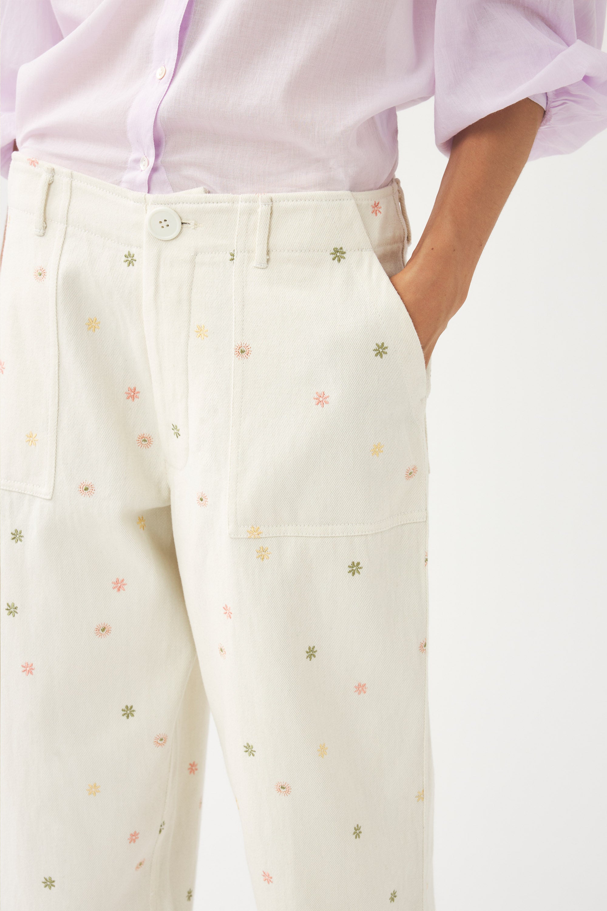 Mael embroidered trousers - Cream