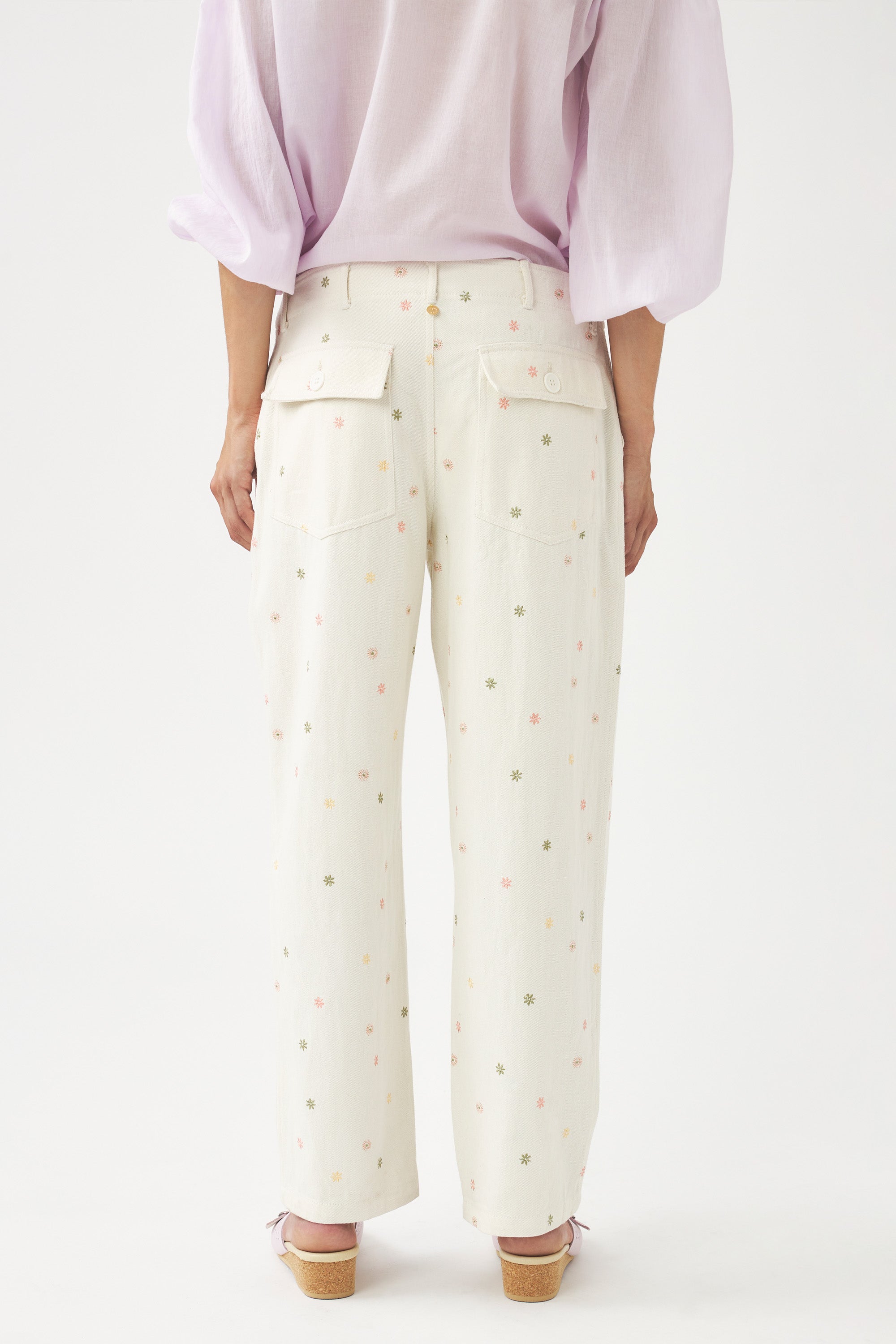 Mael embroidered trousers - Cream