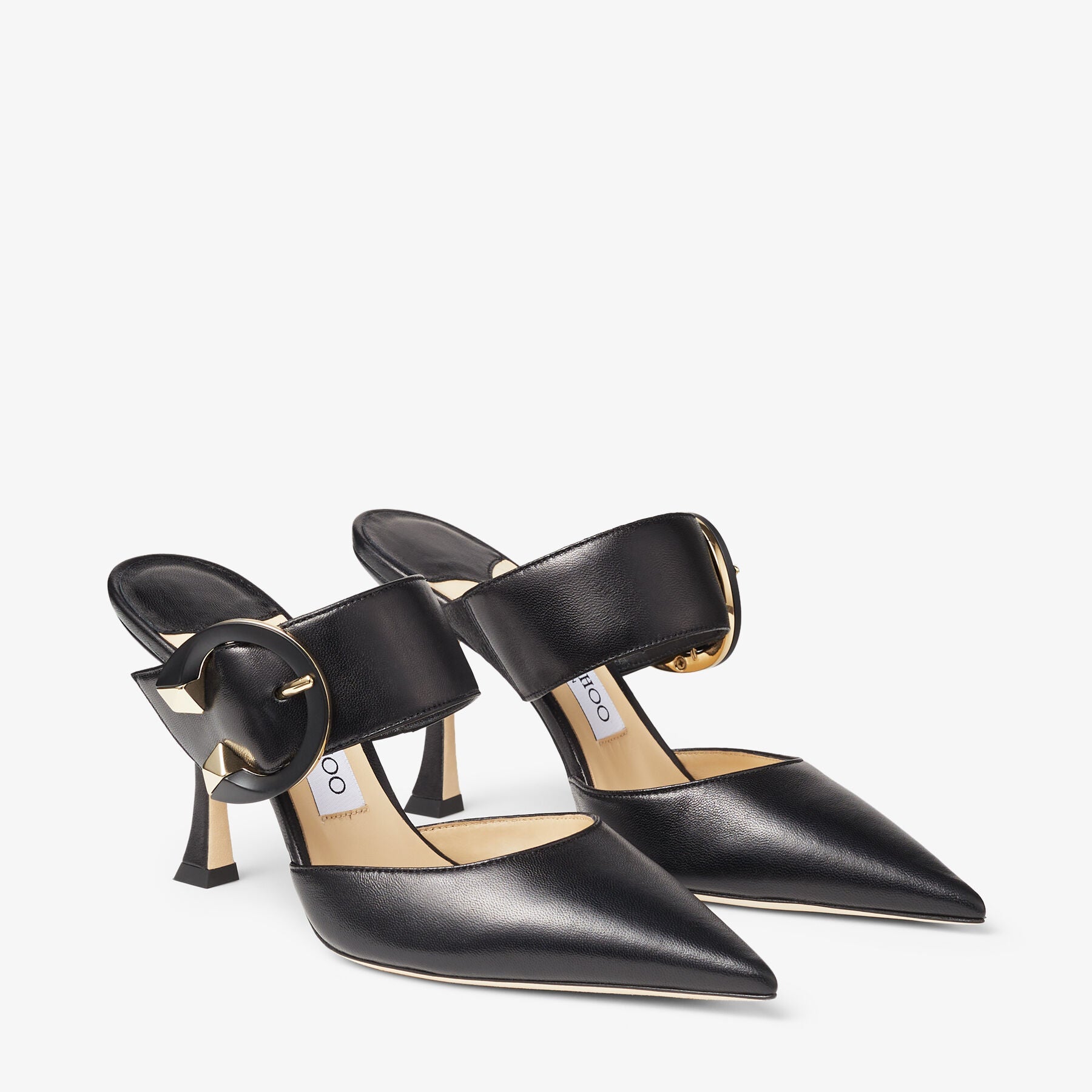 Magie 90 mules in leather - Black Intense
