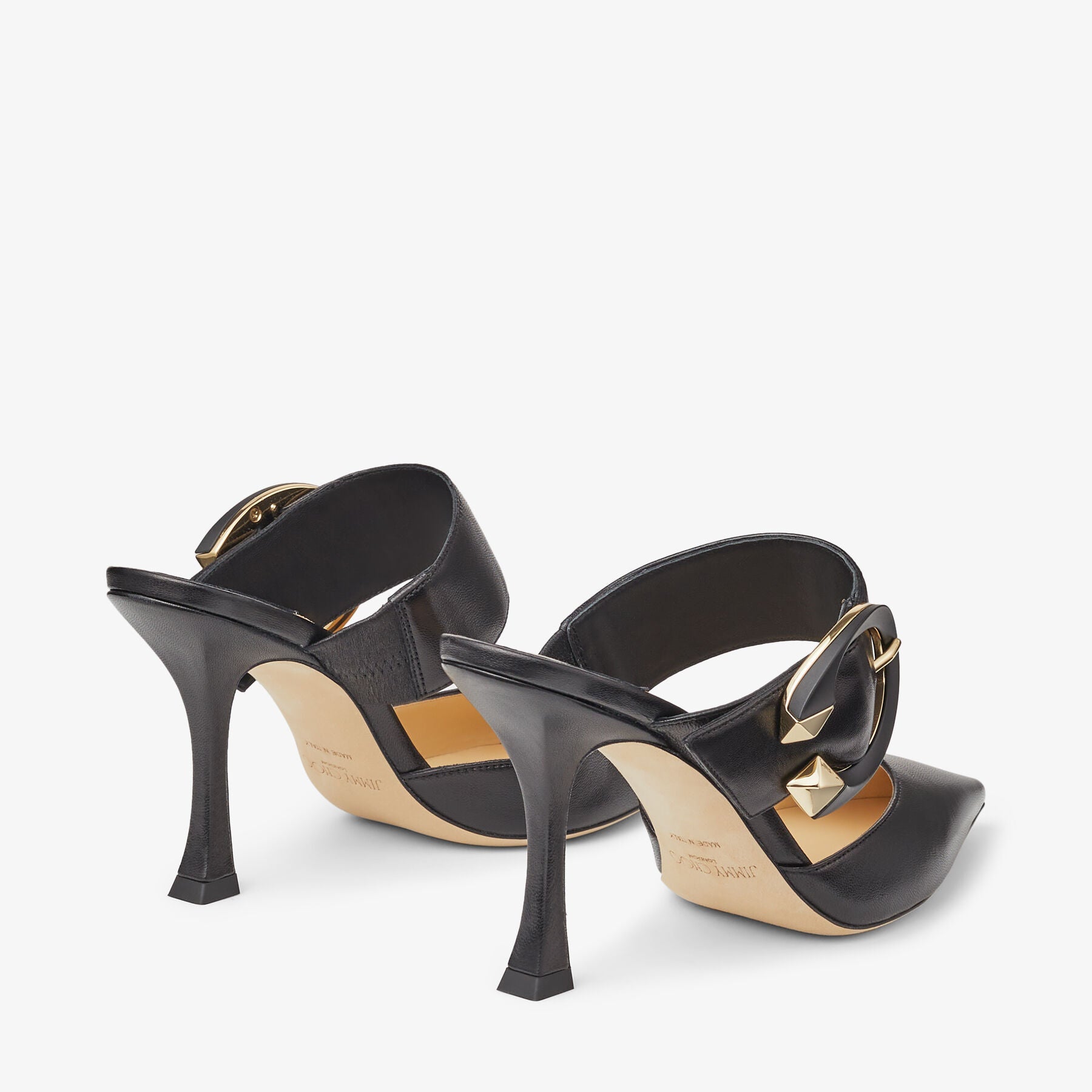 Magie 90 mules in leather - Black Intense