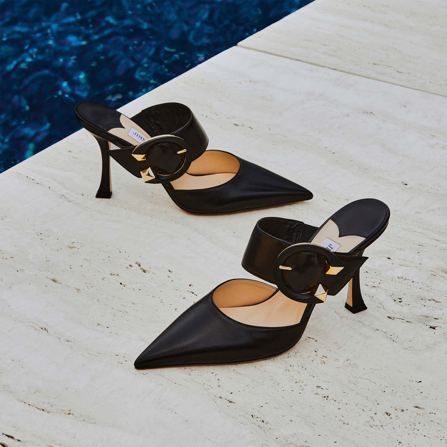 Magie 90 mules in leather - Black Intense