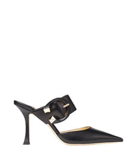 Magie 90 mules in leather - Black Intense