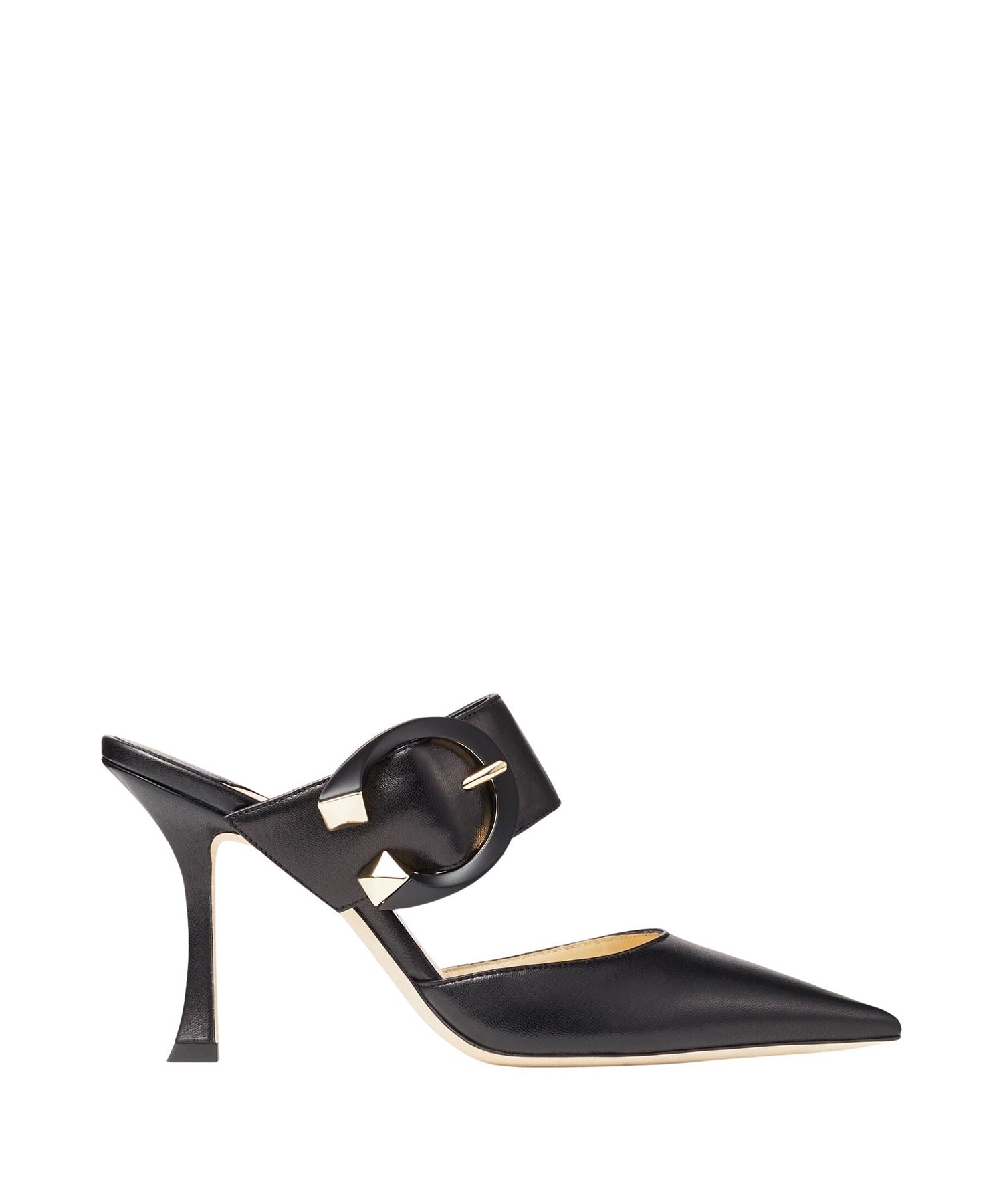 Magie 90 mules in leather - Black Intense