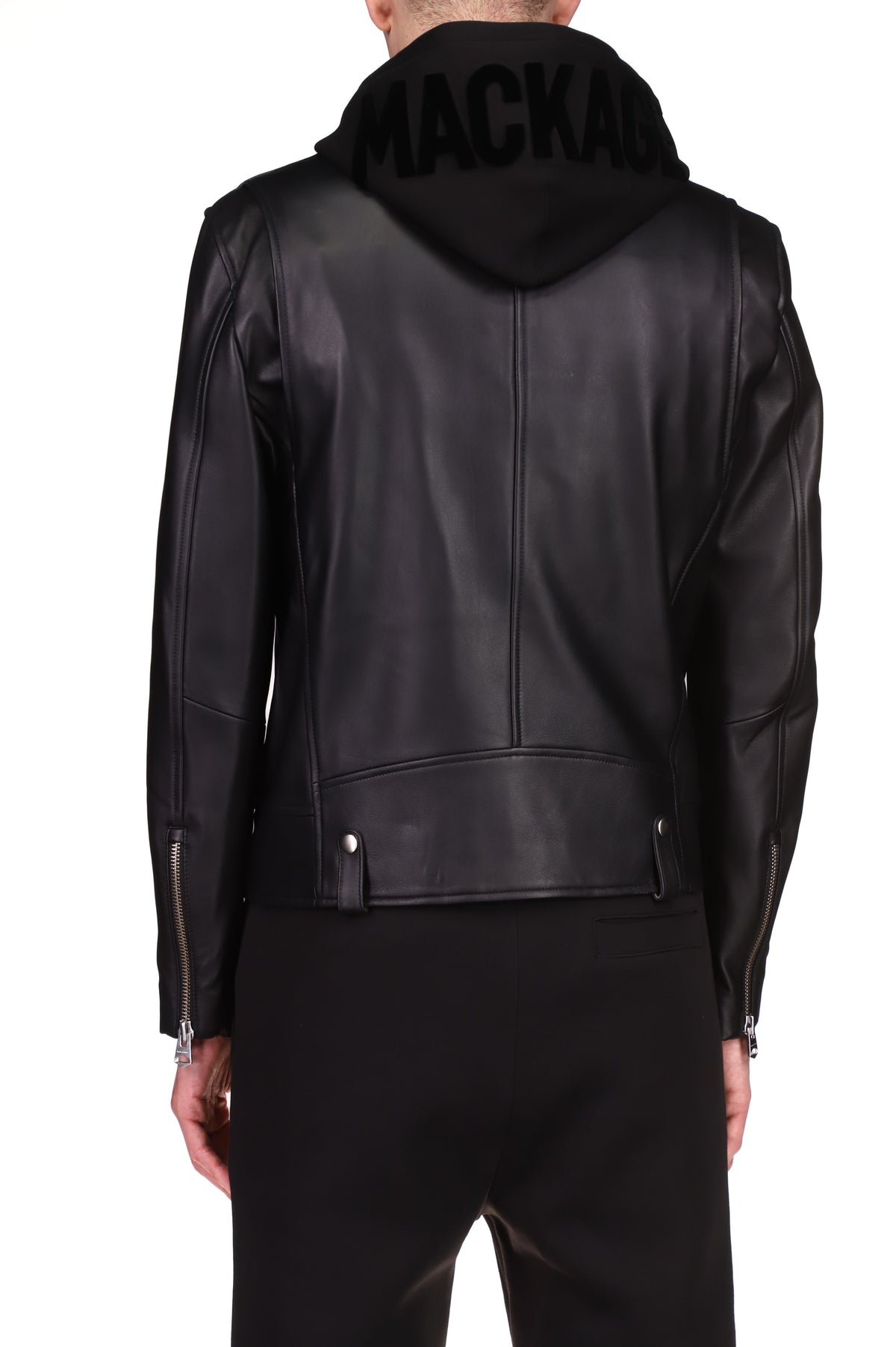 Black Men's Hooded Leather Jacket