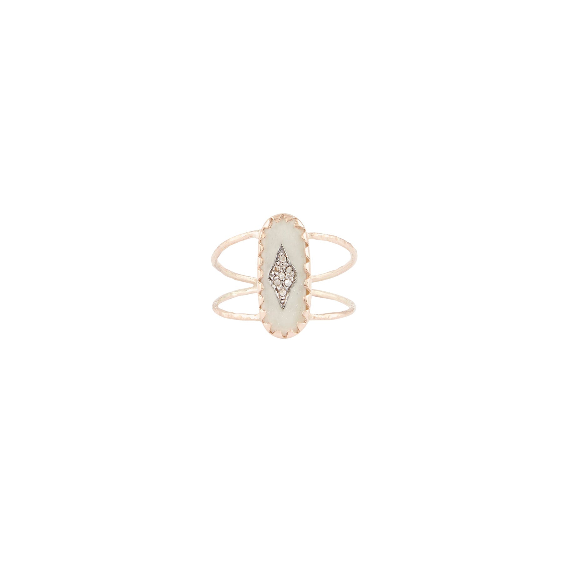 Bague Mahe en or rose avec diamant - Résine blanc