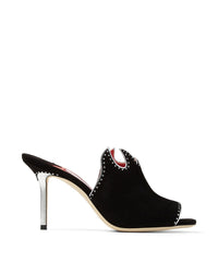 Mules Mahi 85 en cuir - Black, Silver & Red