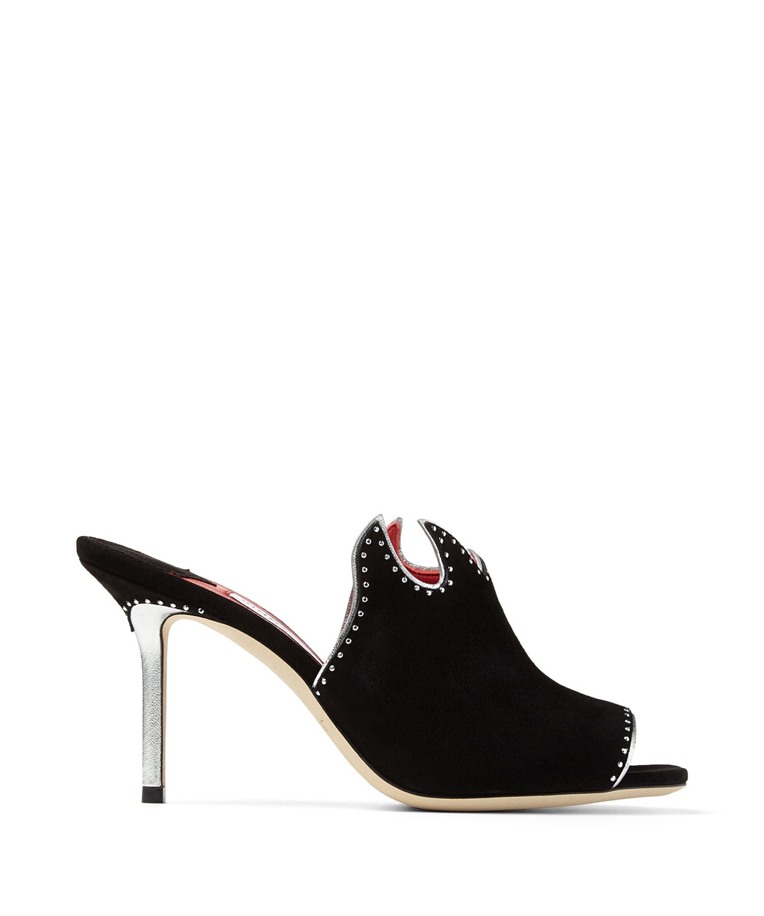 Mules Mahi 85 en cuir - Black, Silver & Red