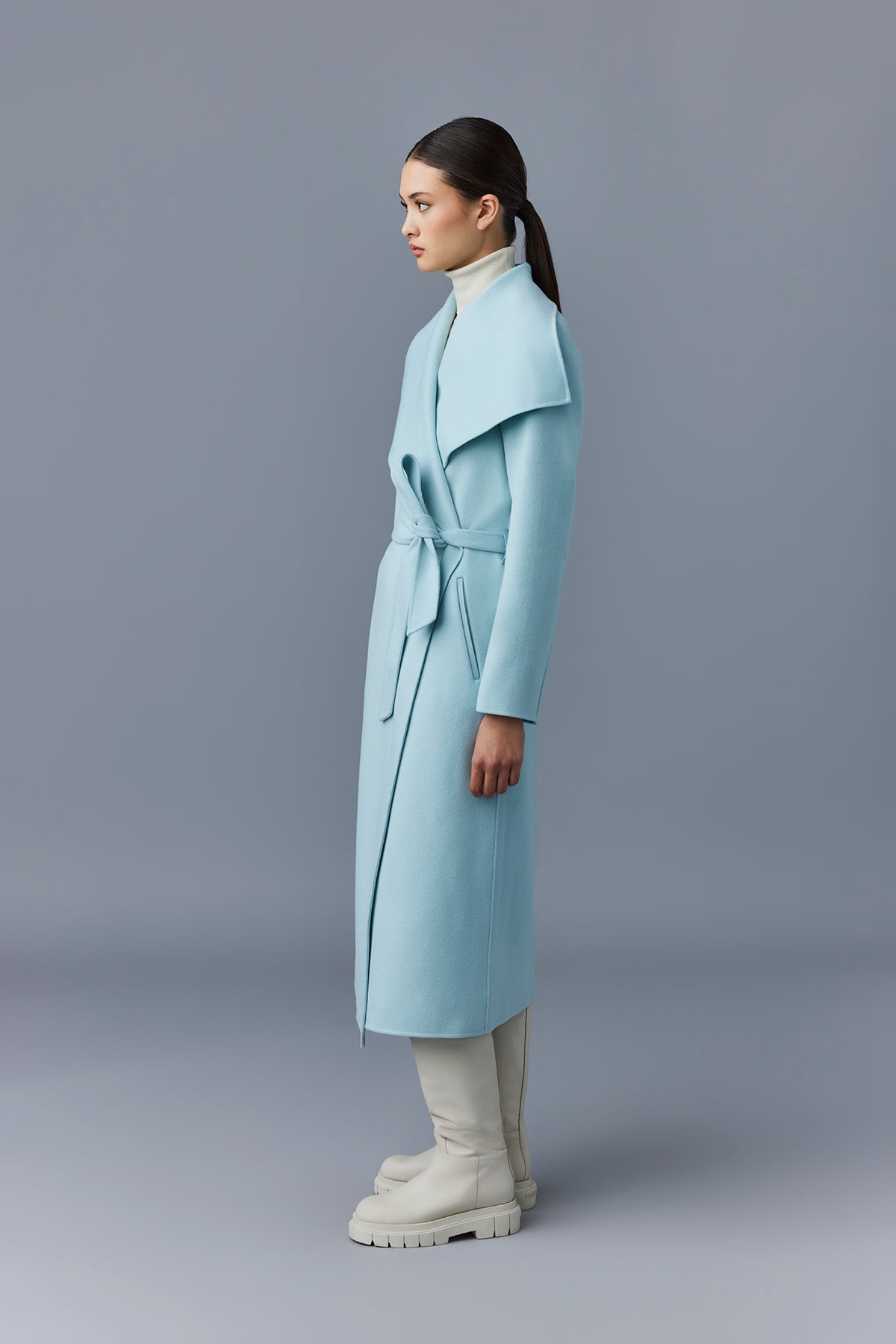 Manteau long Mai ceinturé en laine - Air