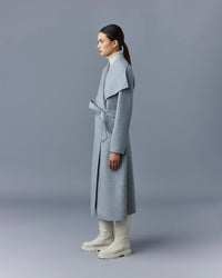 Mai long coat in wool - Grey Melange