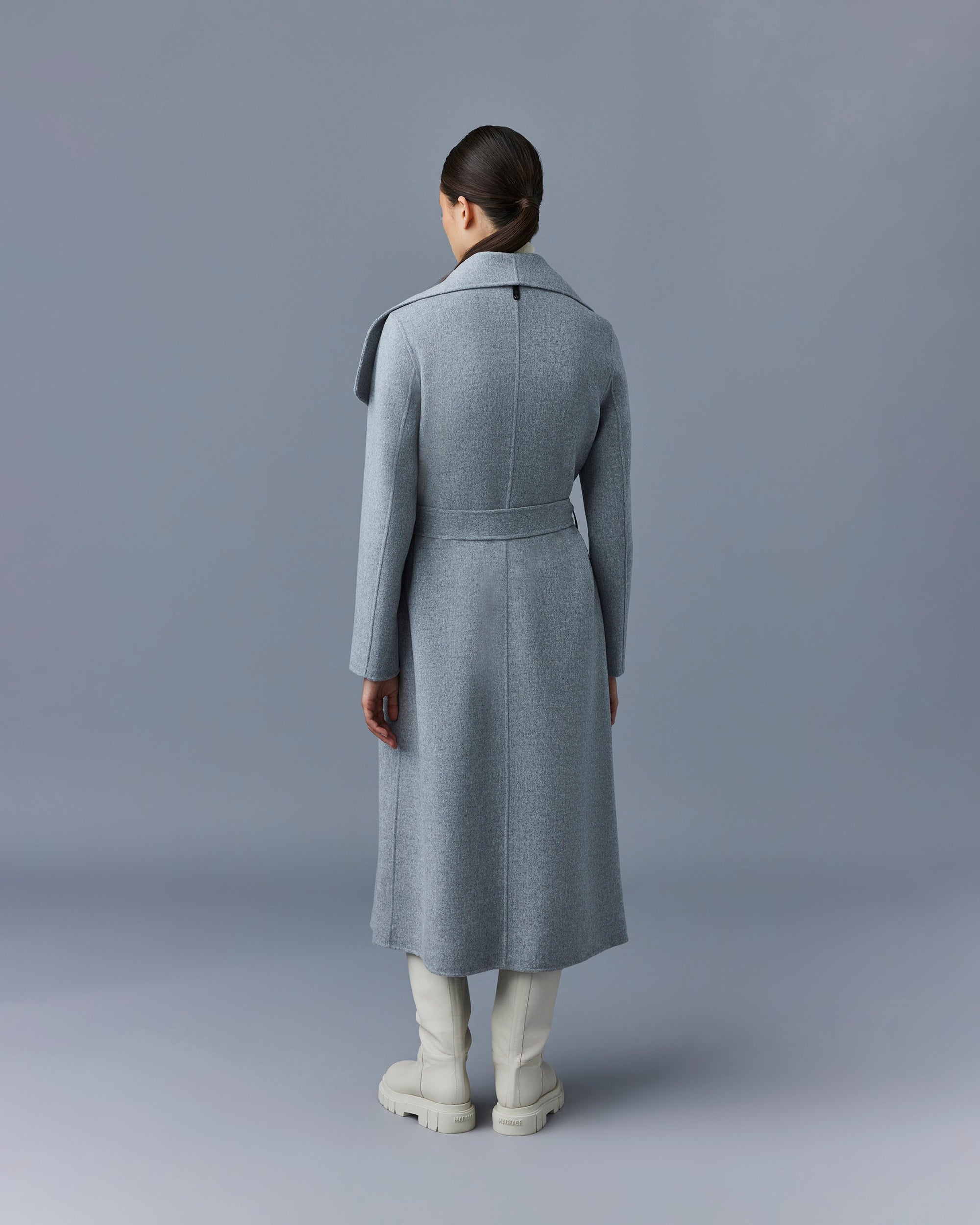 Mai long coat in wool - Grey Melange