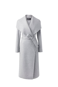 Mai long coat in wool - Grey Melange