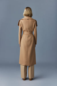 Manteau long Mai ceinturé en laine - Tan