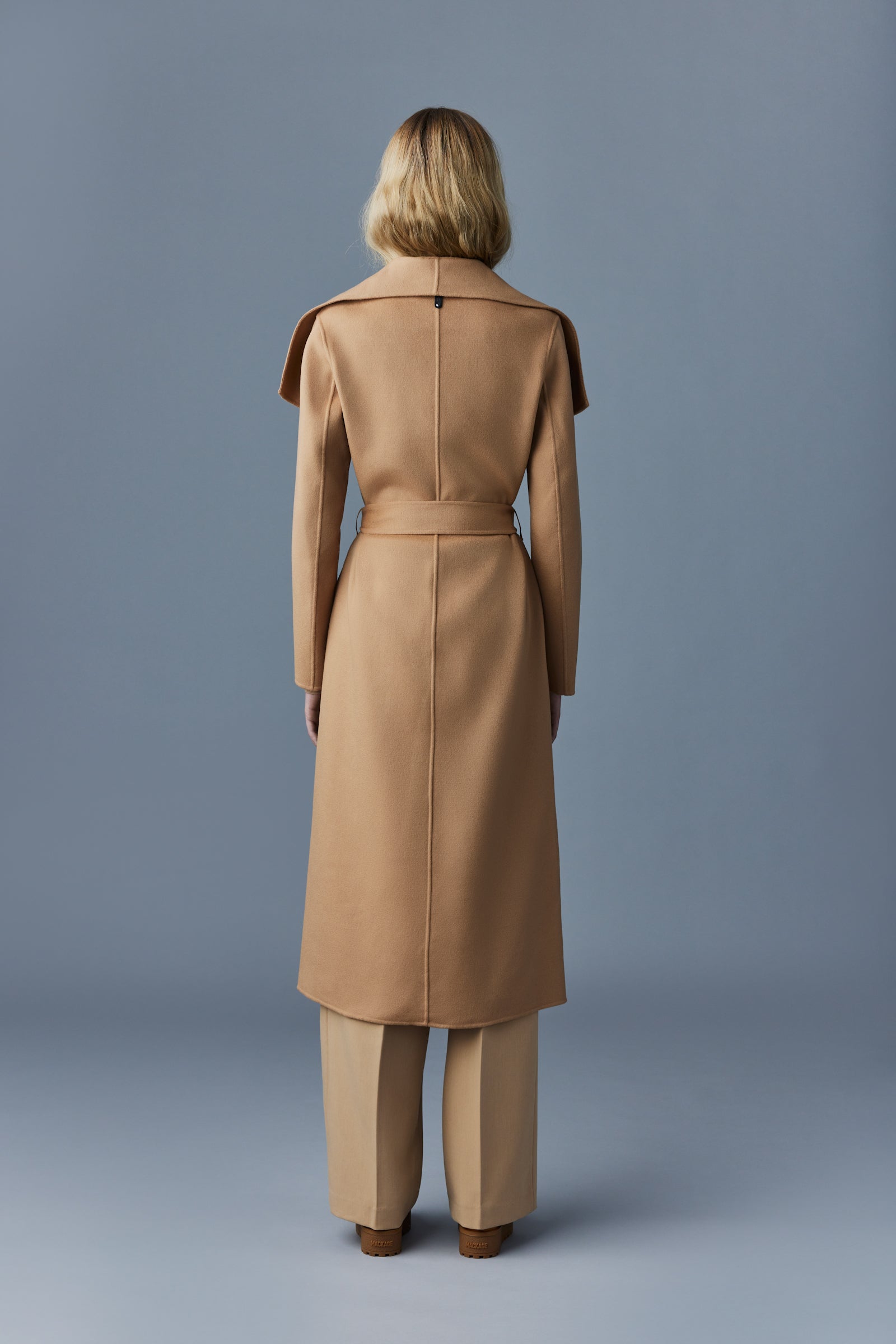 Manteau long Mai ceinturé en laine - Tan
