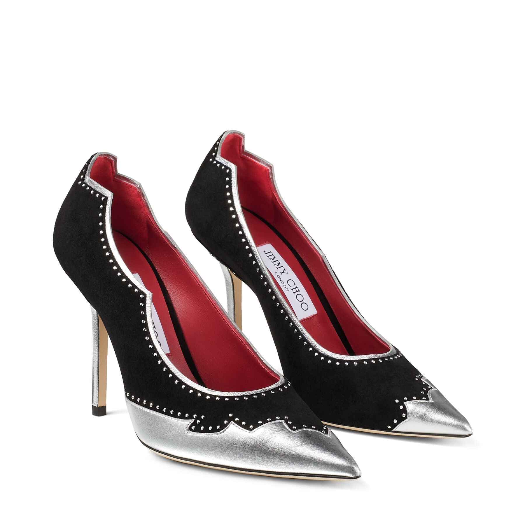 Malise 100 pumps in leather - Black, Silver & Red