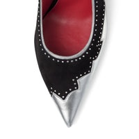 Malise 100 pumps in leather - Black, Silver & Red