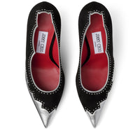 Malise 100 pumps in leather - Black, Silver & Red