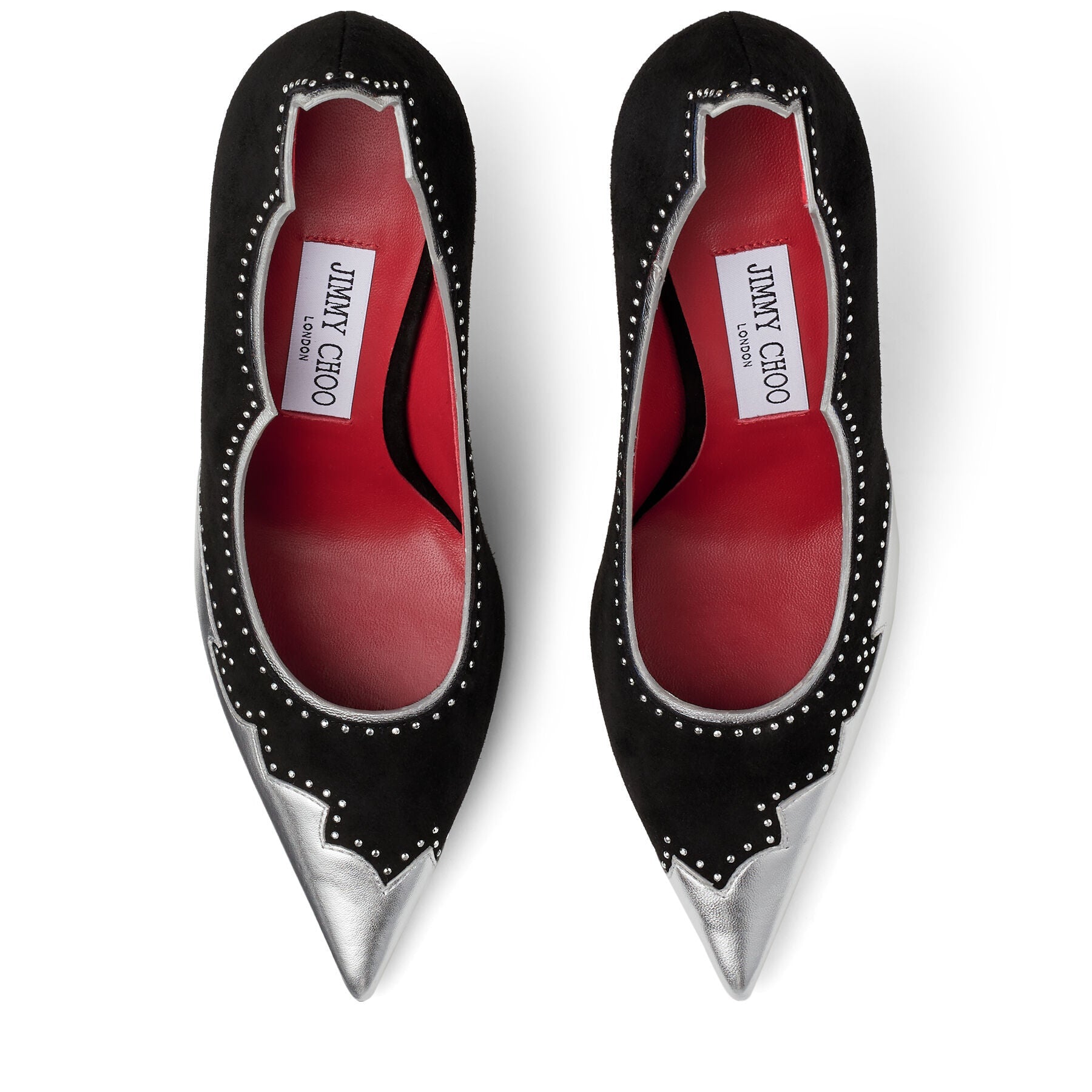 Malise 100 pumps in leather - Black, Silver & Red